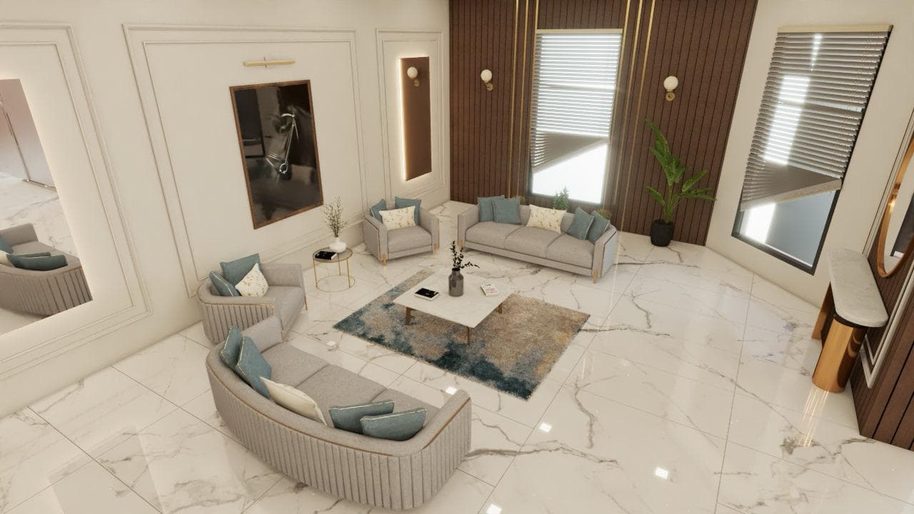 White Living Room Floor Tiles